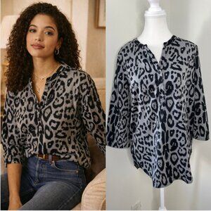 Vintage Sears Animal Print Y-Collar Blouse S